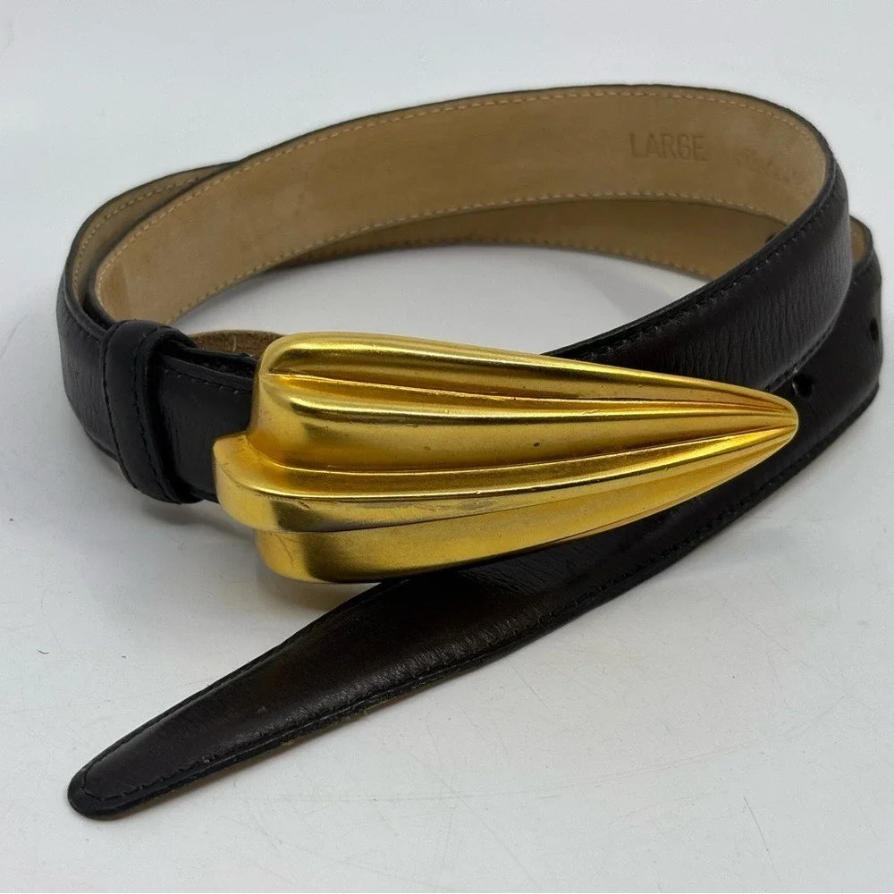 Vintage 1980's ROBERT LEE MORRIS Gold buckle belt size Large